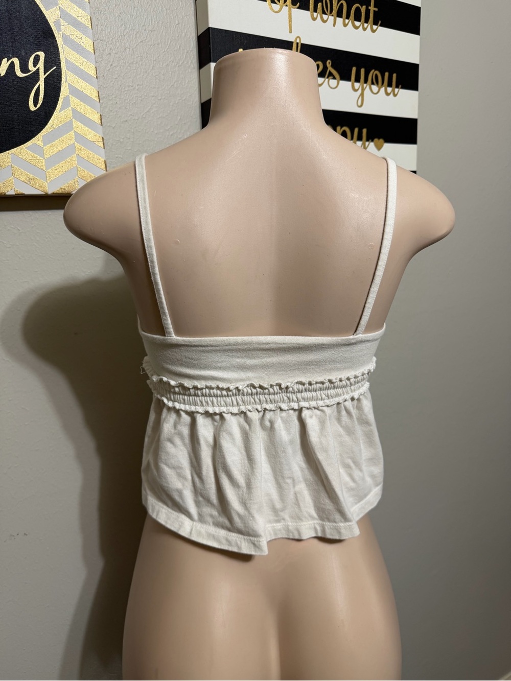 Forever 21 White Smocked Waist Spaghetti Strap Camisole - Picture 3 of 6